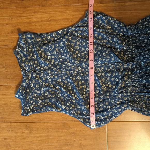 Free People Button Up Sleeveless Blue Ditsy Dress Boho Bohemian Maxi - Picture 6 of 14